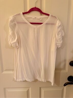 Wilt White V-Neck Puff Sleeve Top